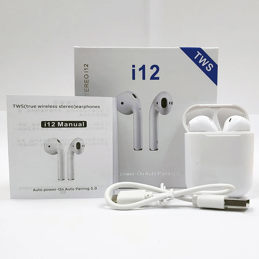 

Original Ture Stereo i12 TWS Wireless Bluetooth 5.0 Earphone Sports Headphone Touch Portable Earbuds for iPhone Android Phone