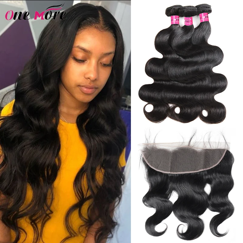 

One More 3 Bundles With Frontal Closure Brazilian Body Wave 13x4 Ear to Ear Lace Frontal Closure With Bundles Human Hair
