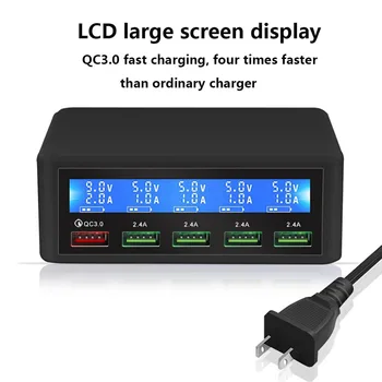 

Multi USB Charger 5 Port Multi USB Warp Quick Charging QC 3.0 LCD Voltage Current Display Fast Chargers Station for Smartphones
