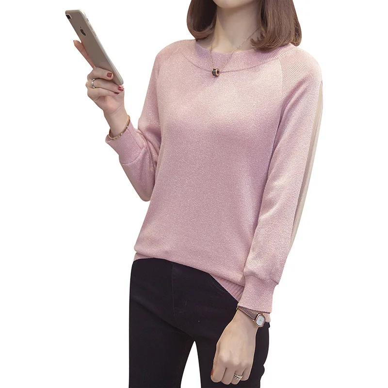 

2020 Spring Long Sleeve Knitting Sweat Shirt Lace Hollow Out Clothes Thin Knitted Sweaters Female