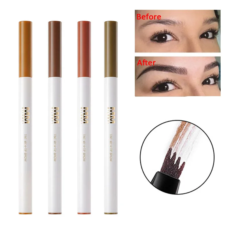 MILEMEI 4 Color 3D Eyebrow Pencil Long Lasting Eyebrow Tattoo Pen Waterproof Facial Make up Cosmetics For Eyebrows Thicker TSLM1