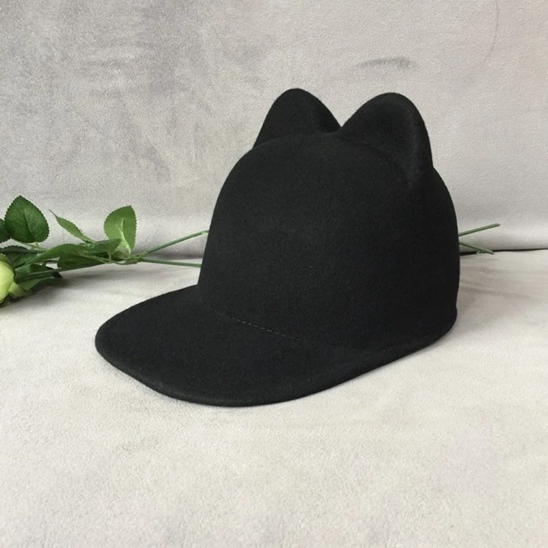 black felt baseball cap
