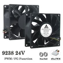Ventilateur à grand flux d'air 9238 4 broches PWM FG, fonction DC 24V 9cm, double boule 92x92x38mm, ventilateur de refroidissement Axial haute pression pour PC portable