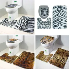 Нескользящий Декор коврик в ванную комнату прочный домашний коврик для ног Тигр с принтом леопарда 3 шт./компл. коврик для туалета