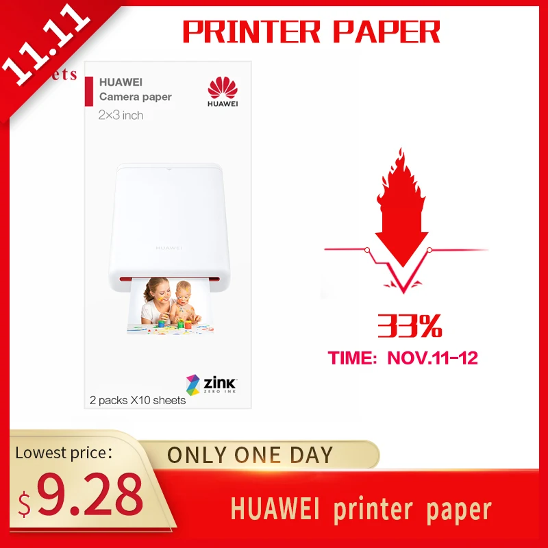 For HUAWEI Photo printer Paper AR Pocket Printer Ink-free Mini Bluetooth4.1 Wireless 300dpi Printers Hand Account DIY Photos