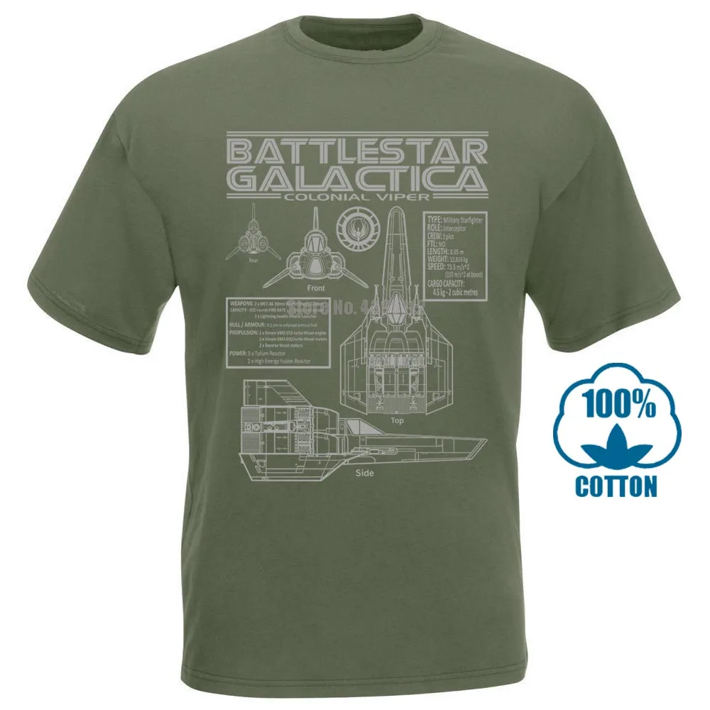Battlestar Galactica Viper Blueprints S 5Xl футболка Specs логотип Colonial Tv - Цвет: Армейский зеленый