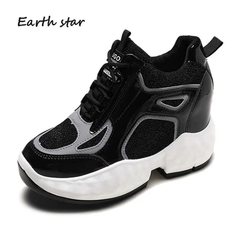 

Casual Increased Shoes Women Fashion Brand Platform Sneakers Glitters Ladies Sequin footweare Thick Bottom Girls Dad Shoes Bling