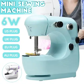 

Sewing Machine Mini Portable Household LED Light Foot Pedal Hand Table Desktop Two Thread Kit Electric For DIY Stitch Clothes