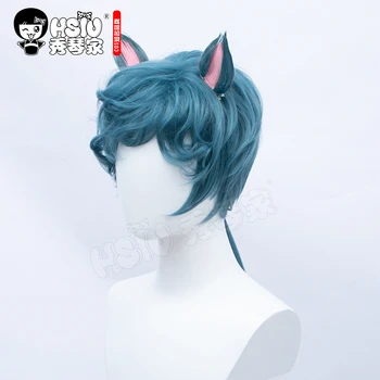 

「HSIU Brand」Game Identity V Cosplay Cheshire Cat Blue Short Wig Fiber synthetic wig + Free brand wig net