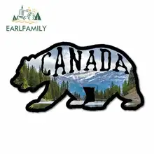 EARLFAMILY 13cm x 13cm for Canada Bear Mountains Trees River Camping Hike Cartoon Car Stickers Vinyl JDM Bumper Truck Graphics