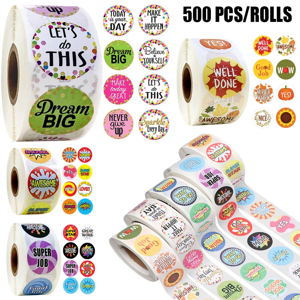 500 PCs/Roll Cute Round Adhesive Sticker For Notebook Scrapbook