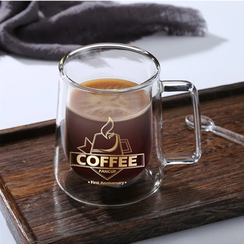 Классическая двойная стеклянная кофейная кружка, чайный столик, чашка для кофе, посуда для напитков, хорошие подарки