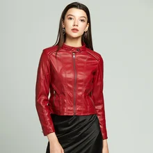 Faux Leather Coat Red Women Jacket Female Outerwear & Coats