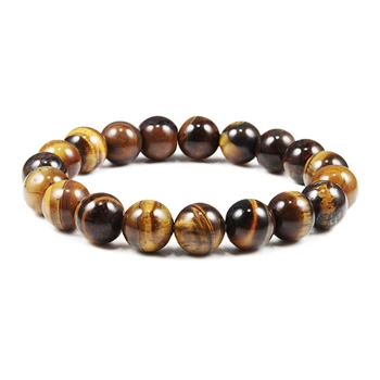 Trendy Natural Stone Beads Tiger Eye Bracelet Handmade Stretch Men Buddha Braclet for Yoga Meditation Jewelry Homme 6mm 8mm 10mm