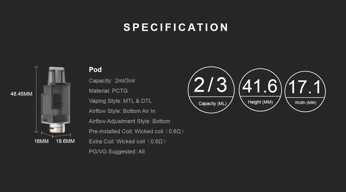 Snowwolf Afeng мод 22 Вт Pod Комплект питание от одной батареи 18650 с 3 мл pod емкость E-Cigs Vape комплект