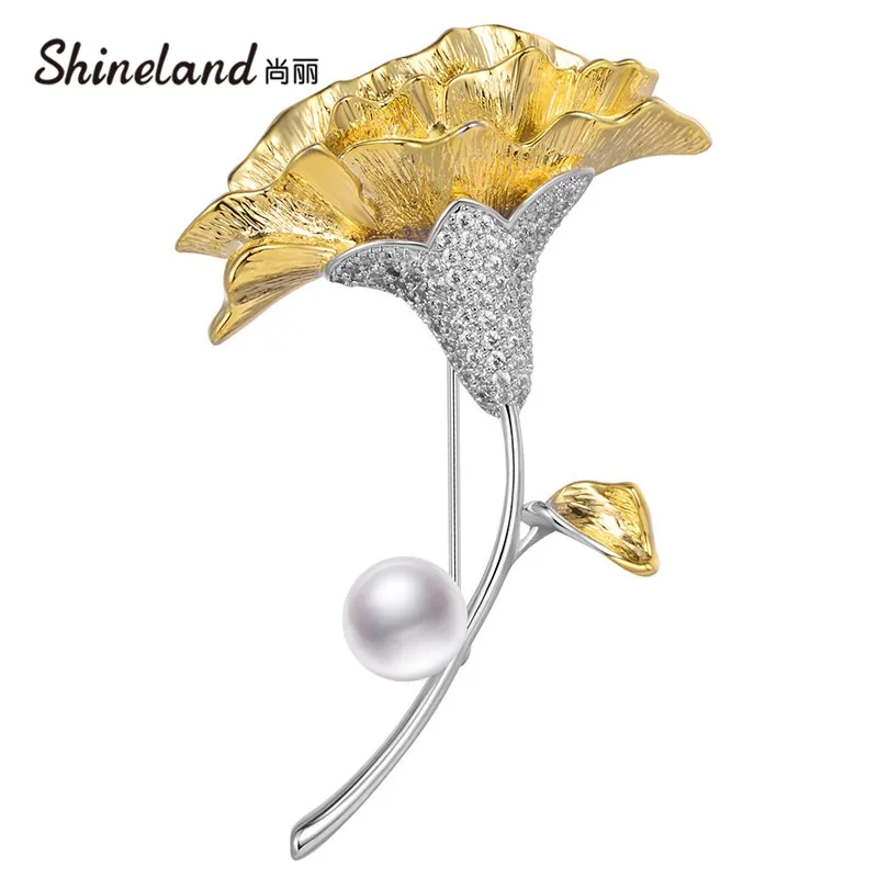 

Shineland Elegant Flower Enamel Rhinestone Brooches Women Metal Simulated Pearl Bouquet Brooch Pin Party Weddings Brooch Gifts