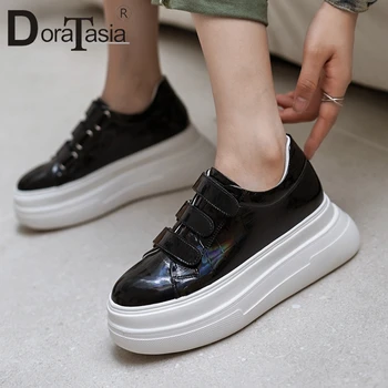 

DORATASIA Ladies Comfy Genuine Leather Flat Shoes Elegant Flat Platform Flats Women Casual Med Wedges Shoes Woman