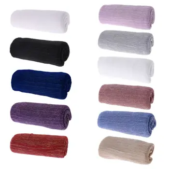 

New Shimmer Pleated Hijab Scarf Shiny Crinkle Shawl Fashion Muslim Hijabs Veils 2XPC