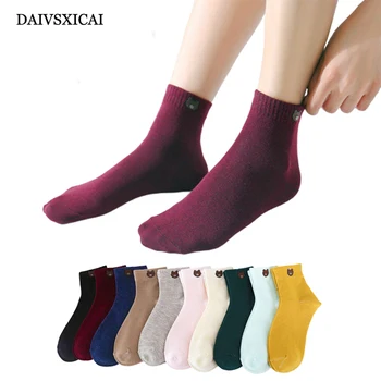 

5Pairs/lot=10Pieces Autumn Winter Fashion Socks Female Long Tube Cartoon Cute Bear Warm Socks Cotton Ladies