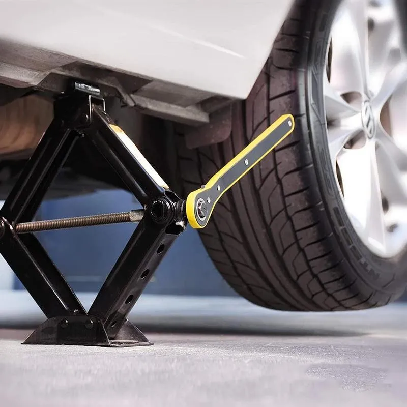 Clé À Cliquet Pour Cric De Voiture Économique En Travail, Clé À Cliquet De  Cric À Ciseaux À Long Manche Pour Voiture, Conception De Bouton Positif Et  Négatif À 360°, Clé À Roue Pour Pneu De Garage De Moto Et D'autres Voitures