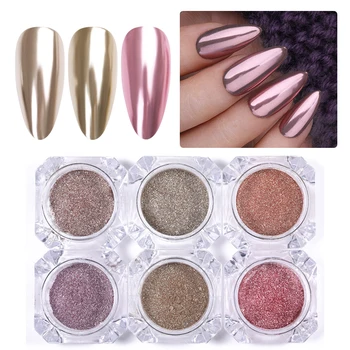 

1 Box 0.3g Mirror Nail Powder Metal Effect Gold Champagne Silver Rose Gold Nail Art Dust Pigment DIY Nail Decorations