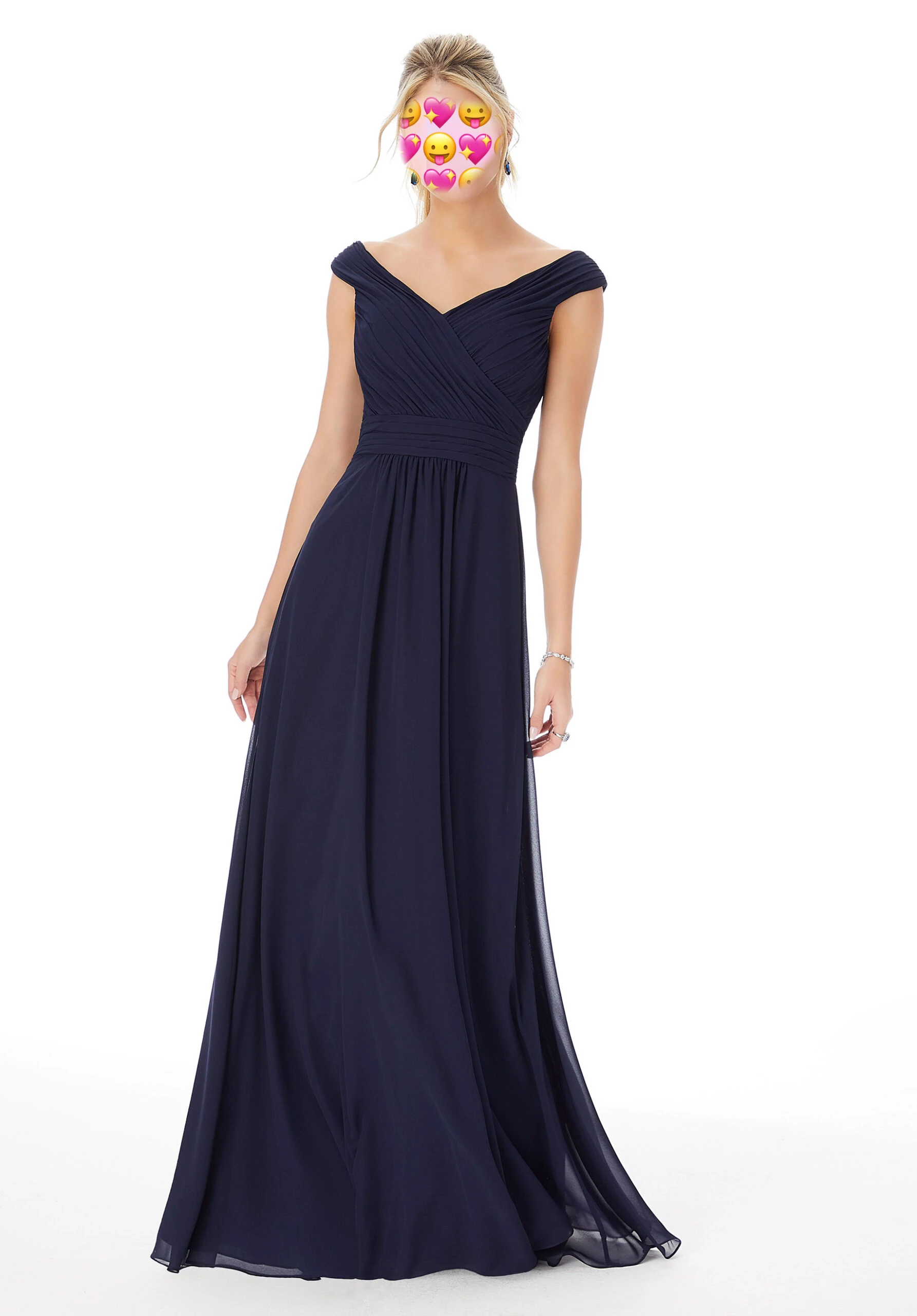 

A Line Navy Blue Bridesmaid Dresses Women V-Neck Elegant Long Dresses For Wedding Party off Shoulder Vestidos De Madrinha