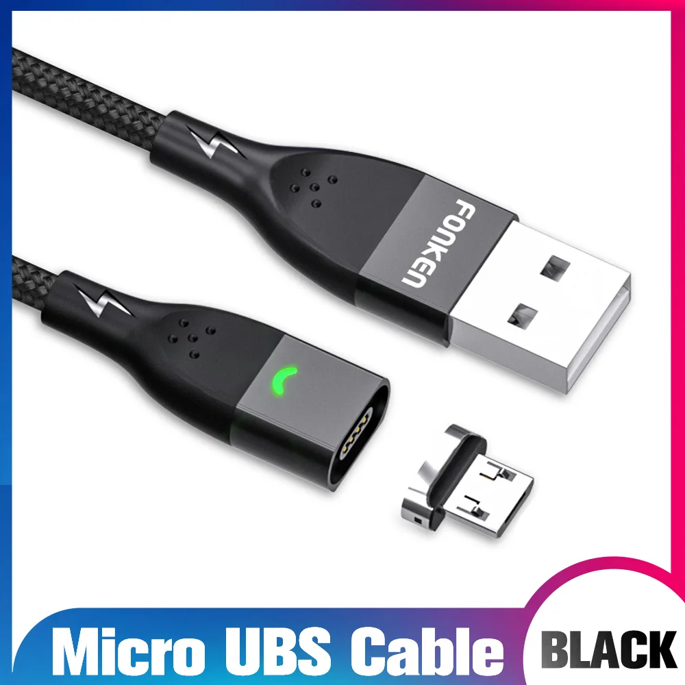 Магнитный кабель Micro USB FONKEN, магнитный Кабель Microusb для зарядного устройства Umidigi F2 3A, кабель для быстрой зарядки телефона, кабель usb type-C, шнур для передачи данных - Цвет: micro usb cable