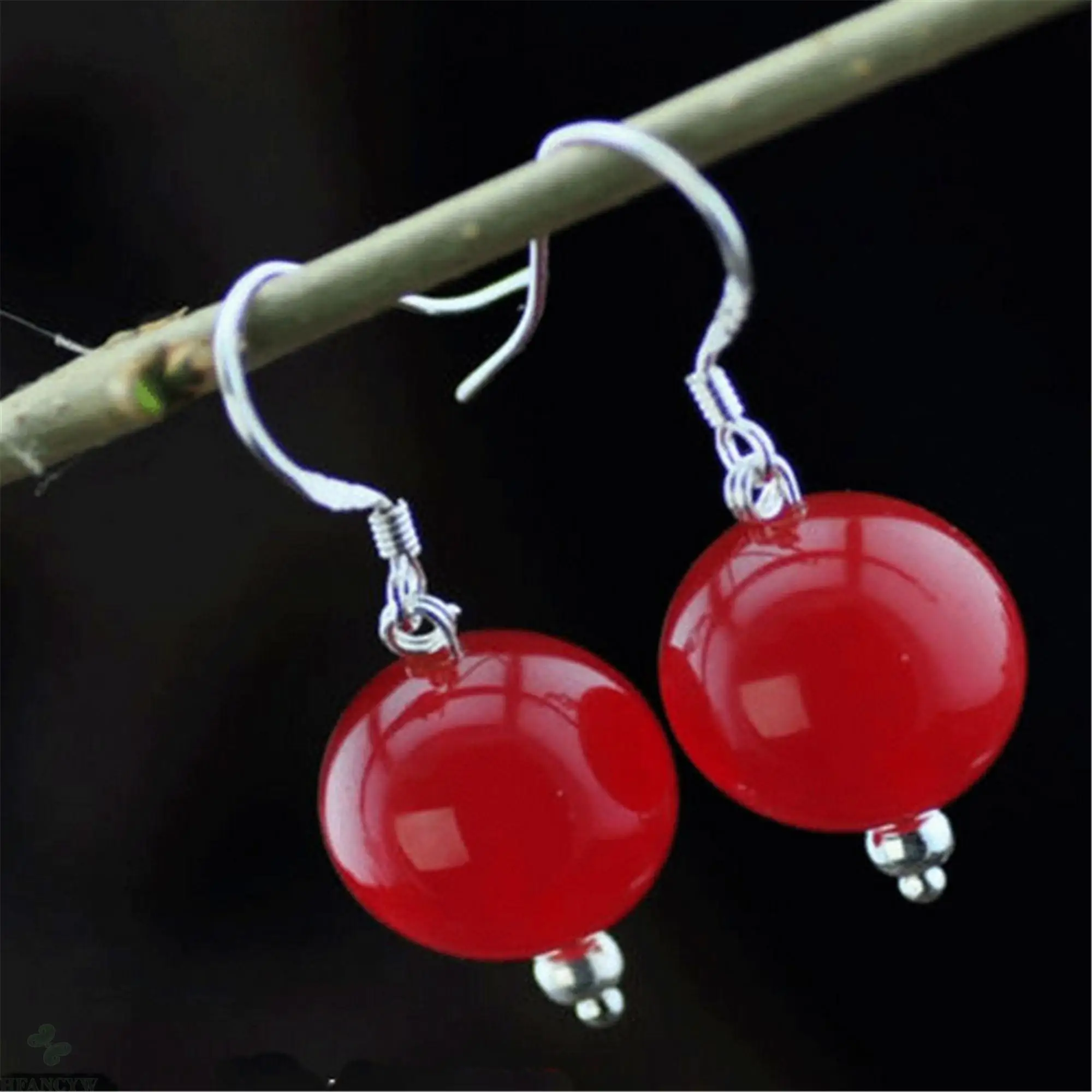 

10MM Carnelian Gemstone Earrings Tibet silver Ear Drop women Accessories DIY Handmade Irregular Earlobe Flawless