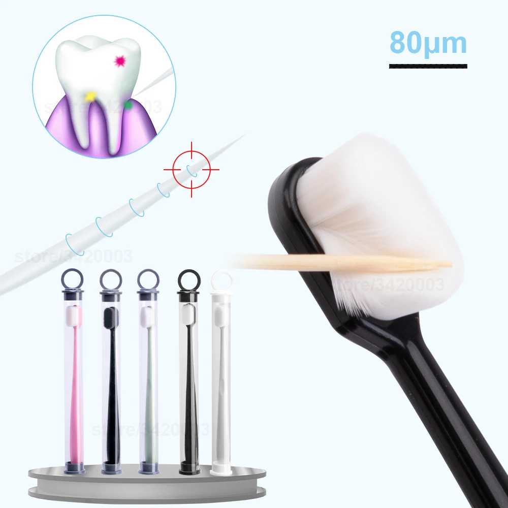 2 3pcs Ultra fine Toothbrushes Wave Nano Million Bristles Micro Soft Tooth Brush With Holder Portable