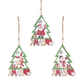 

Wooden Christmas Decoration Old Snowman Painted Pendant Christmas Tree Decoration Wooden Small Pendant Accessories Pendant