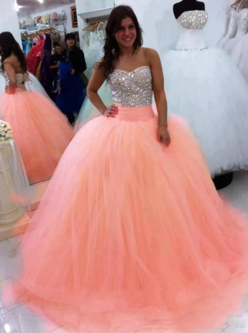 Sparkle Baljurk Jurken Fluffy Sweetheart Lace Up Tulle Rok Bead Kristallen Kralen Zoete 16 Maskerade Jurk Sparkle Baljurk Jurken Fluffy Sweetheart Lace Up Tulle Rok Bead Kristallen Kralen Zoete 16 Maskerade Jurk