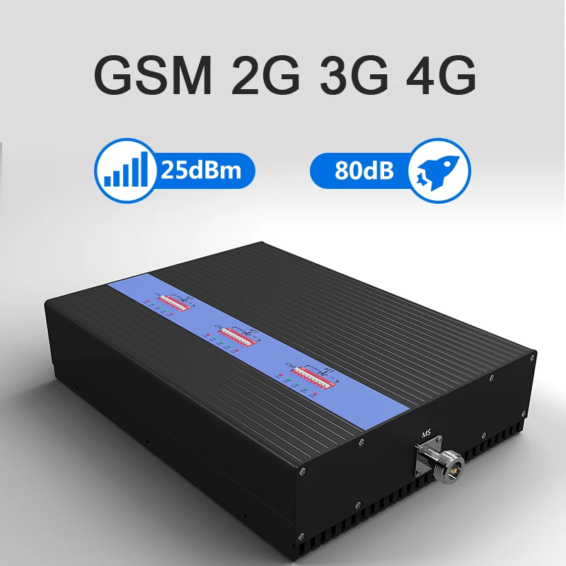 Lintratek 80dB 25dBm Powerful Triband Signal Booster GSM 2G 3G 4G Repeater 900 1800 2100MHz Signal Ampli AGC MGC KW25A Pro