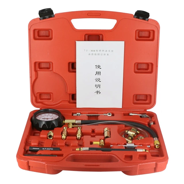MR CARTOOL 0-140 Fuel Injection Pump Injector Tester Pressure Gauge Gasoline PSI Pressure Detection Tool Gasoline Pressure Meter 4