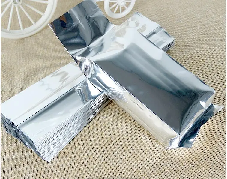 100 шт./упак. с открытым верхом для термической запайки Фольга сумка серебристая алюминиевая фольга мешок Mylar Кофейные Зерна Упаковочная сумка для еды сумка для хранения