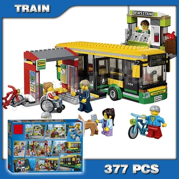 

377pcs New City Town Bus Station Passenger 02078 Model Building Blocks Children Gifts Boys Vehicle Hobby Compatible With