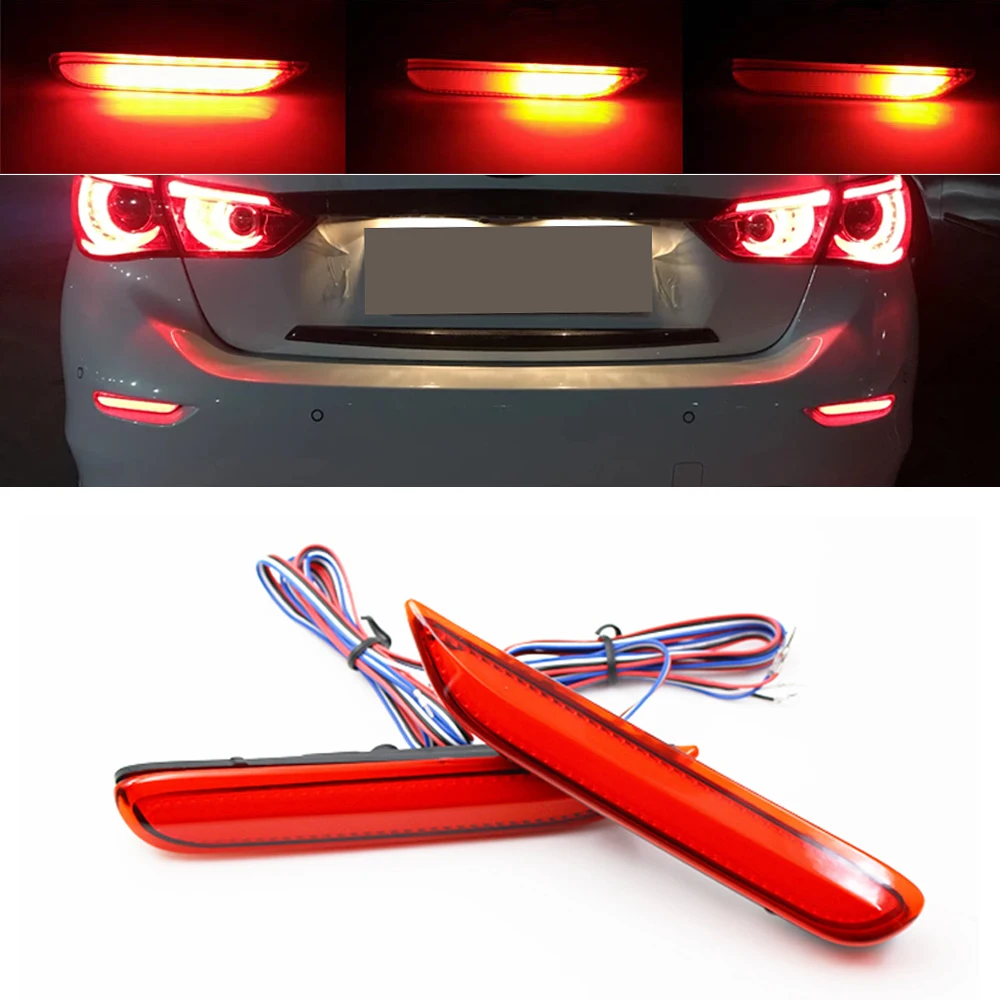 

Brilliant Red / Smoked Lens LED Rear Bumper Fog Replacement Lights w/ Sequential Turn Signal For Infiniti Q50 QX56 Nissan