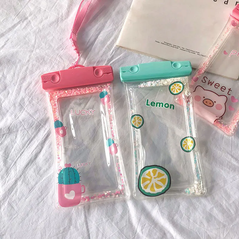 

INS-Style Cartoon Quicksand Inflatable Transparent Waterproof Cellphone Bag Touch Screen Swimming Rafting Camera Phone Diving Co