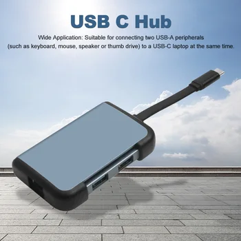 

5 In 1 USB C Hub Office Metal Dock Station Portable Home Multifunctional Compact Multiport Adapter Gigabit Ethernet For MacBook