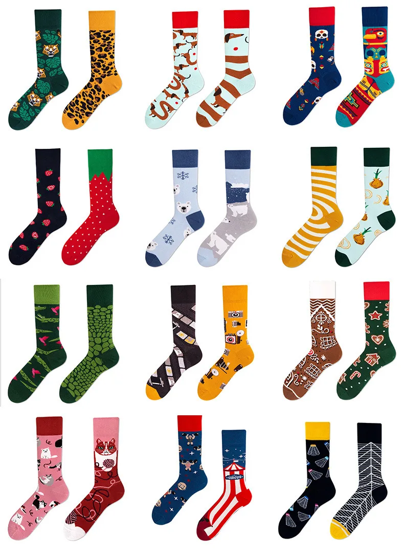

ab matching socks dachshund circus animal candy color male and female couple socks cute and interesting college dormitory
