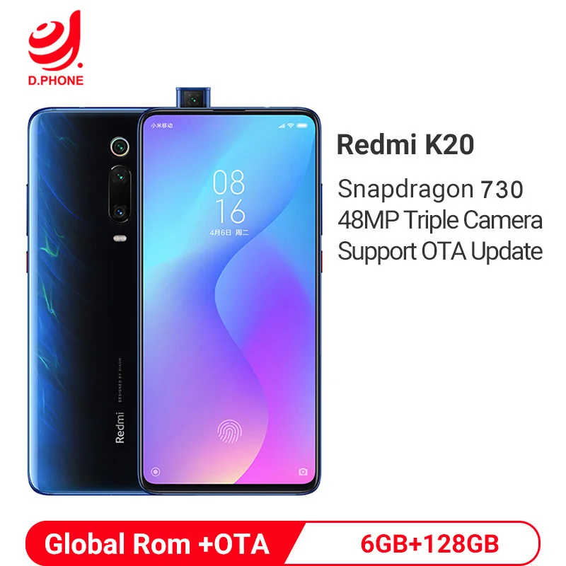Xiaomi Redmi K20 смартфон с восьмиядерным процессором Snapdragon 730 ОЗУ 6 ГБ ПЗУ 128 4000 мАч 48