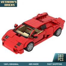 MOC bloques de construcción de coche de carreras Lambor Diable para niños, juguete de ladrillos para armar coche rojo, ideal para regalo de Navidad, código 6,0