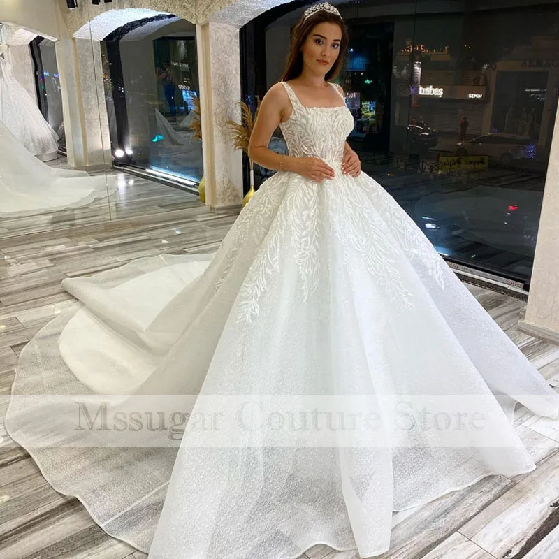 

2022 Spaghetti Straps Lace Wedding Dresses A-line Appliques Informal Bridal Gowns Abito Da Sposa