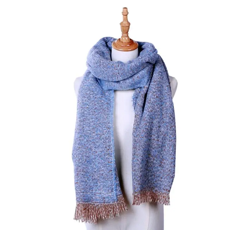 Light Blue Модная женская зимняя теплая шаль, акриловый длинный шарф, повседневное украшение, подарок - Цвет: Light Blue