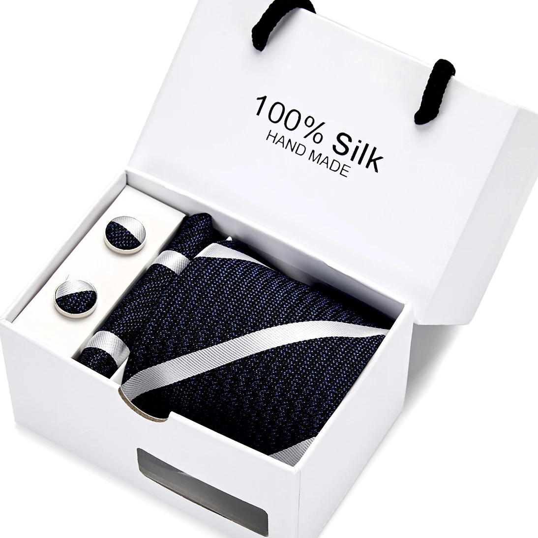  Fashion Prink Stitching 8cm 100%Silk Necktie Handkerchief Cuffink Necktie Set Hight Quality Ties Fo