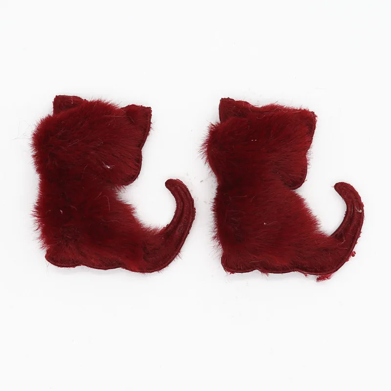 Wine red 18 шт. милые аппликации в виде кота, плюшевые патчи для заколки для волос, украшения для рукоделия Y19121005 - Цвет: Wine red
