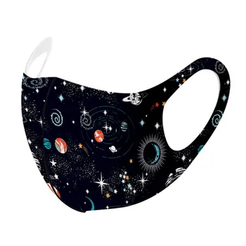

1pc Children's Adjustable Mask Outer Space Printing Mask Washable Dustproof Breathable Reusable Mouth Face Mask Mondkapjes