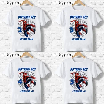 

2020 Marvel Avengers Kids Clothes Baby Boys Birthday Number 1~9 Spiderman T shirt Summer Girls T-shirt Children's Gift,HKP2452