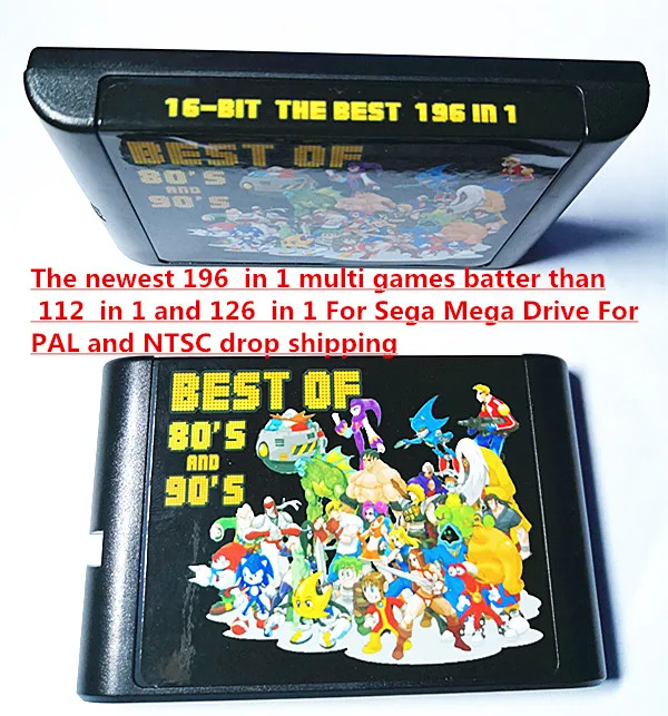 Классическая 16 битная игровая карта 196 в 1 мульти-игры для sega Mega Drive для PAL и NTSC