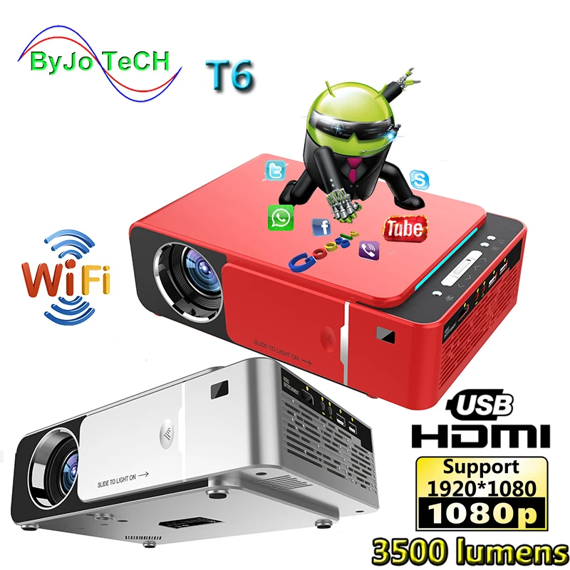 UNIC T6 светодиодный проектор Full HD 1080P 3500 люмен домашний кинотеатр Android WIFI
