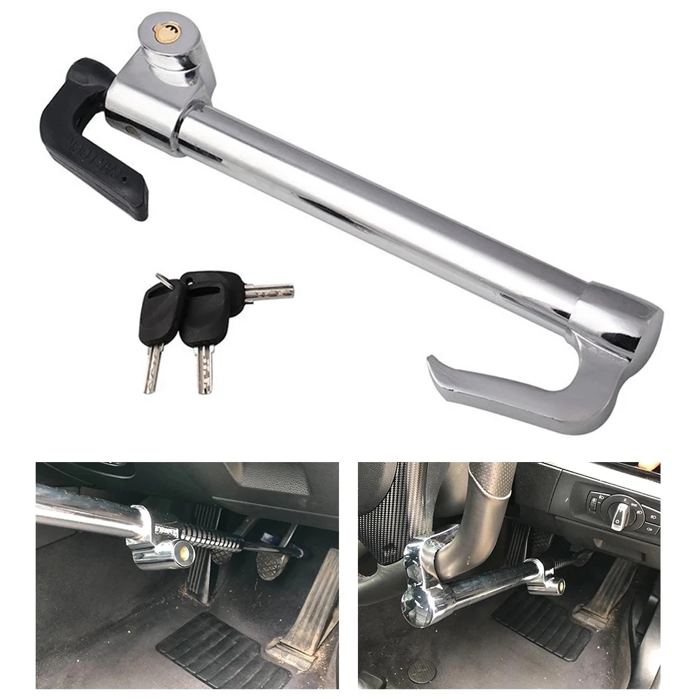 

1Set Car Steering Wheel Anti-Theft Lock Brake Lock Retractable Double Hook Car Clutch Pedal Lock For Car Truck SUV Van Security